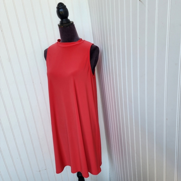 Nick & Nash Red Sleeveless Knee Length Dress Women’s Stretch High Neck Sz L - Picture 2 of 10